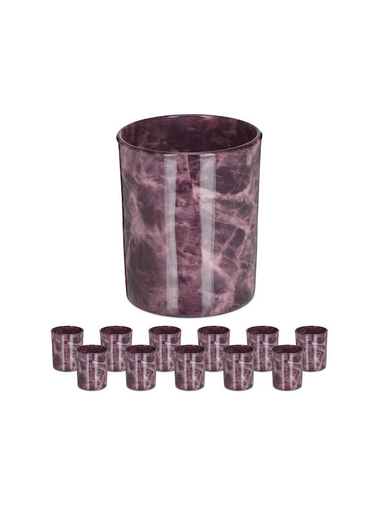 Set 12 suporturi pentru lumânări violet, dimensiuni 8,5 x 7 cm Relaxdays