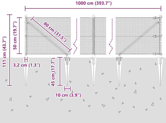 vidaXL Plasă de sârmă Galvanizat Module Gri 0.5x10m