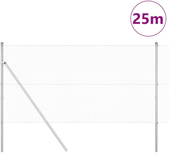 vidaXL Wire Fencing Galvanized Set Gray 1x25m