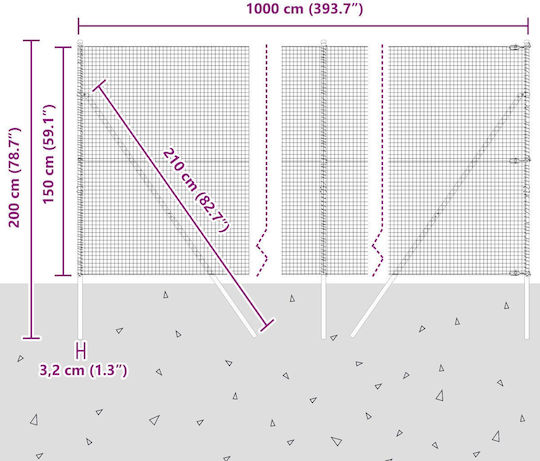vidaXL Wire Fencing Galvanized Set Silver 1.5x10m