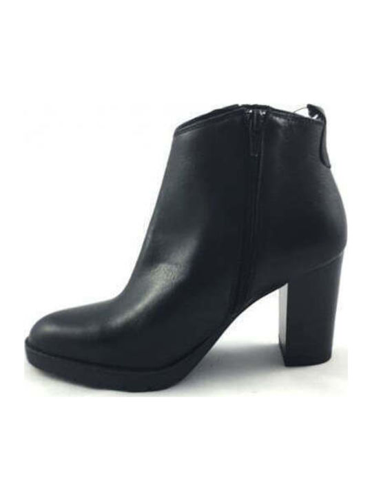 Leather Women's Chelsea Boots with High Heel Brown