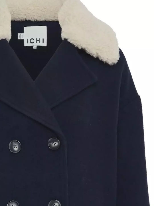 Wolle Damen Navy Blazer Mantel