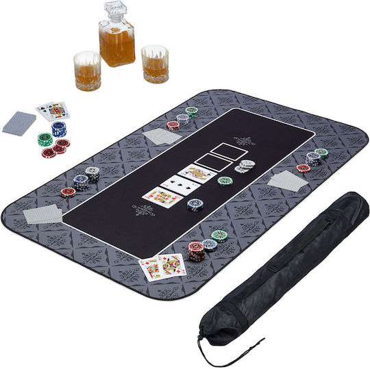Covor Poker Texas Hold'em Antiderapant Impermeabil Negru 120x60 Cm Geantă Transport Depozitare Relaxdays