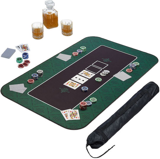Covor Poker Texas Hold'em Antiderapant Impermeabil Verde 120x60 Cm Geantă de Depozitare și Transport Relaxdays