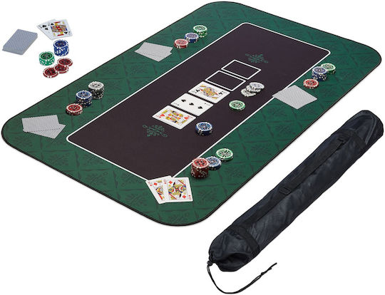 Covor Poker Texas Hold'em Antiderapant Impermeabil Verde 120x60 Cm Geantă de Depozitare și Transport Relaxdays