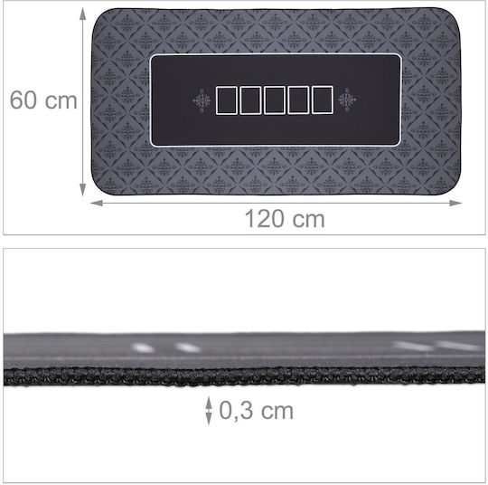 Covor Poker Texas Hold'em Antiderapant Impermeabil Negru 120x60 Cm Geantă Transport Depozitare Relaxdays