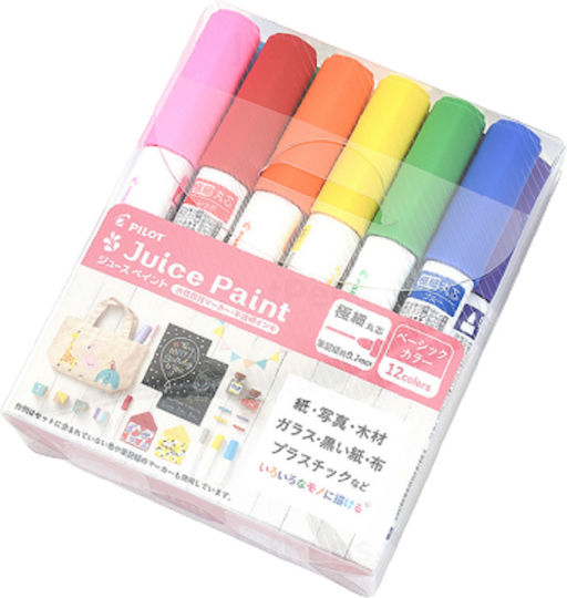 Set 12 Pilot Juice Paint Markers Medium Tip Pen 1.4 Mm Water-based Multicolor