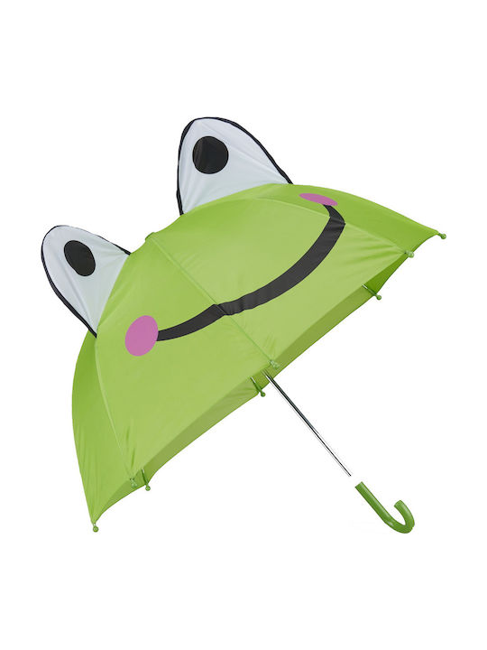 Relaxdays Kinder Regenschirm Gebogener Handgriff Grün mit Durchmesser 68cm.