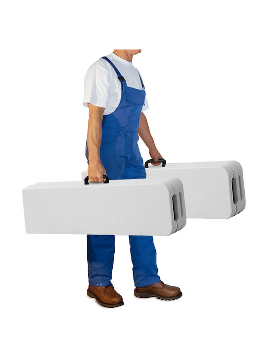 Set 2 Bănci Pliabile Capacitate 200 Kg Fiecare Cadru din Oțel Mânere de Transport 183 X 28 X 44 Cm