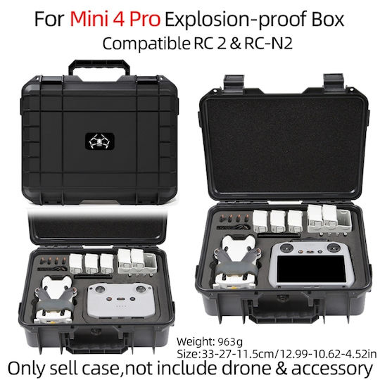 Valiză de transport Negru pentru DJI Mini 4 Pro / Mini 3 Pro 33x27x11.5cm