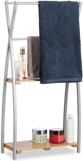 Relaxdays Επιδαπέδια Ραφιέρα Μπάνιου Bamboo 93x46x20cm Γκρι
