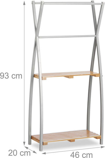Relaxdays Επιδαπέδια Ραφιέρα Μπάνιου Bamboo 93x46x20cm Γκρι