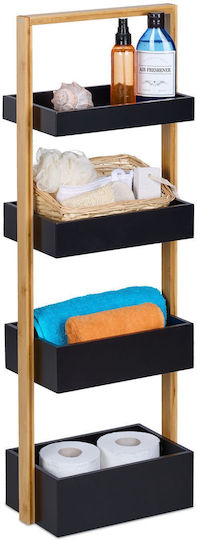 Relaxdays Floor Bathroom Shelf Bamboo with 4 Shelves 88x30x18cm Brown