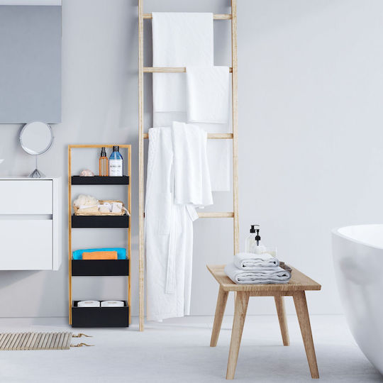 Relaxdays Floor Bathroom Shelf Bamboo with 4 Shelves 88x30x18cm Brown