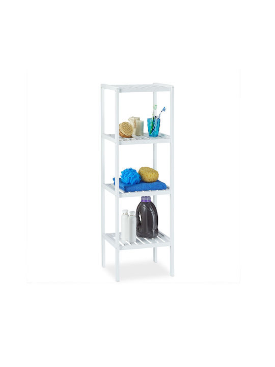 Relaxdays Rafturi de baie Raft Baie Bambus cu 4 Rafturi 110x34.5x33cm Albă