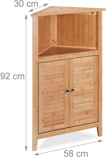 Relaxdays Colțar Rafturi de baie Raft Baie Bambus 92x58x30cm Maro