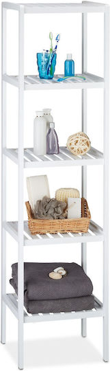 Relaxdays Boden Badezimmerregal Bamboo 139.5x34.5x33cm Weiß Relaxdays Boden Badezimmerregal Bamboo 139.5x34.5x33cm Weiß