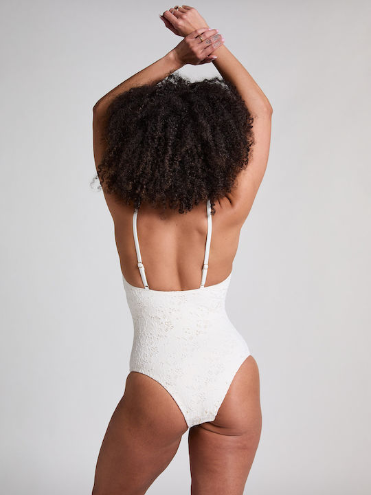 Crochet One-Piece Swimsuit Ecru