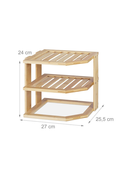 Relaxdays Colțar Montat pe perete Raft Baie Bambus 24x27x25.5cm Maro