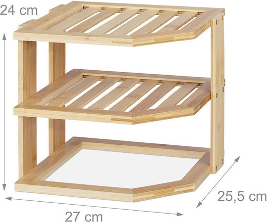 Relaxdays Γωνιακή Επιτοίχια Ραφιέρα Μπάνιου Bamboo 24x27x25.5cm Καφέ