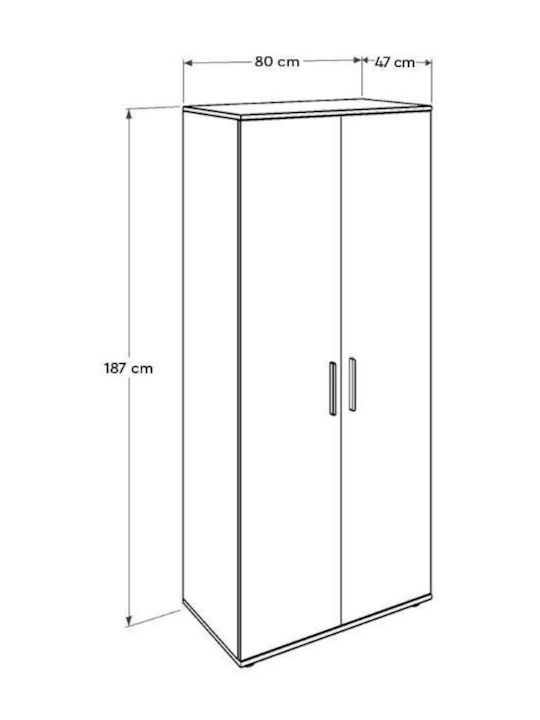 Trendline Δίφυλλη Ντουλάπα Λευκό 80x47x187cm