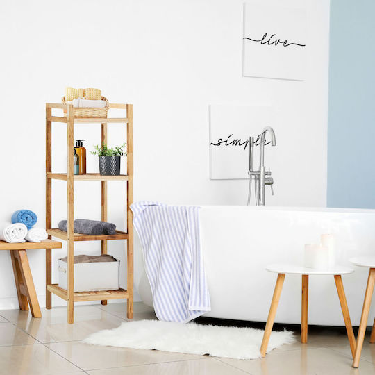 Relaxdays Floor Bathroom Shelf Wooden with 4 Shelves 110x35x35cm Brown