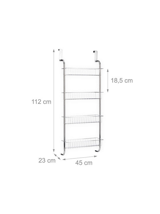 Relaxdays Montat pe perete Raft Baie Metal 112x45x23cm Argintie
