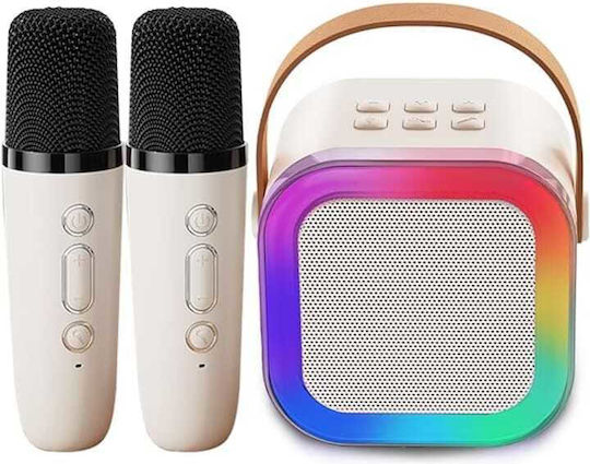 Ηχείο Karaoke με Ασύρματα Μικρόφωνα και Εφέ Φωτισμού 123480 Λευκό