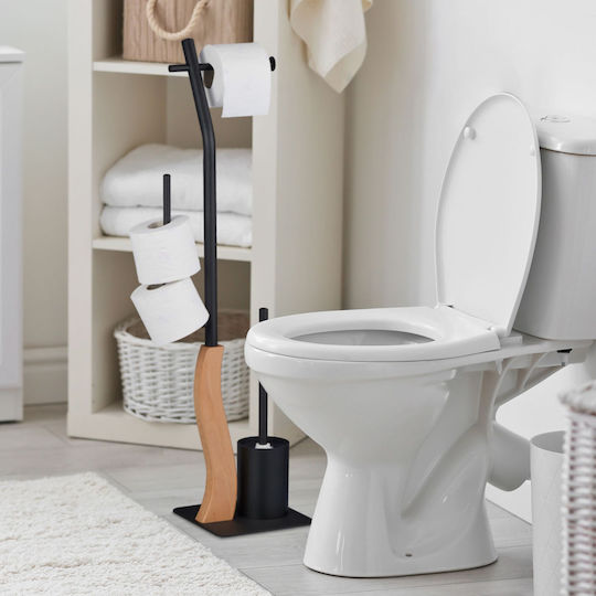 Relaxdays Montat pe perete Set Accesorii Baie Lemn Gri