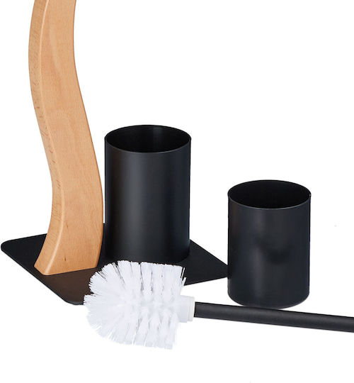 Relaxdays Montat pe perete Set Accesorii Baie Lemn Gri