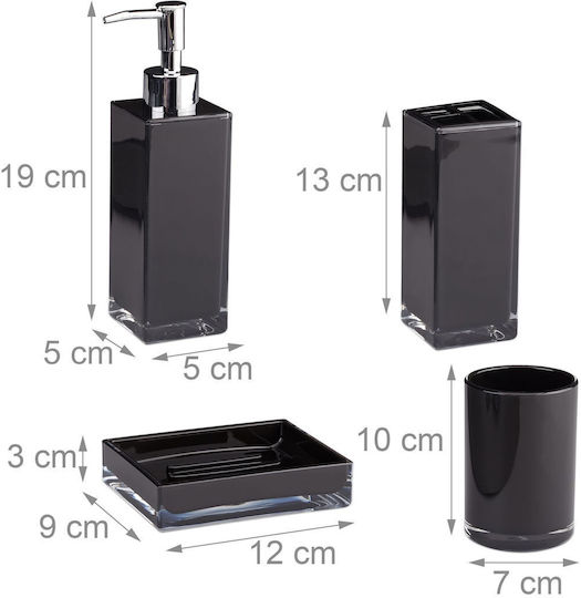 Relaxdays Set Accesorii Baie Plastic Negru