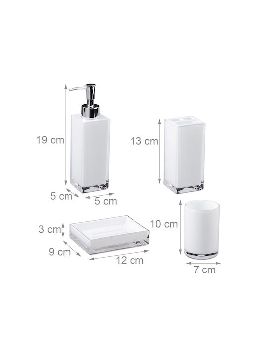Relaxdays Plastic Bathroom Accessory Set White 4pcs