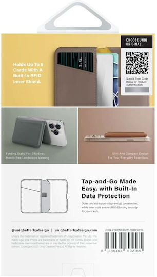 Uniq MagSafe Kartenetui Lyden DS RFID in Gray Farbe