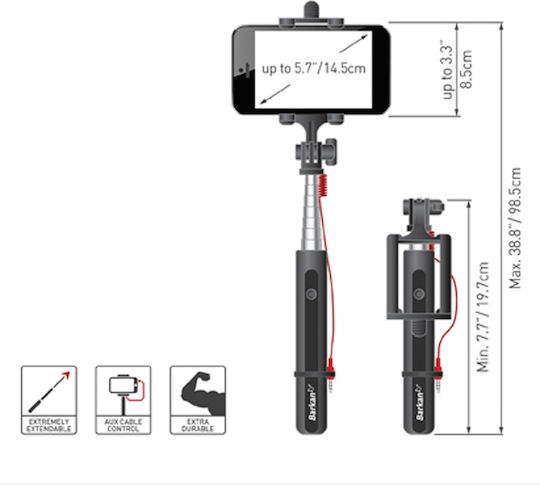 Selfie Stick Smartphone Până la 14.5cm Barkan