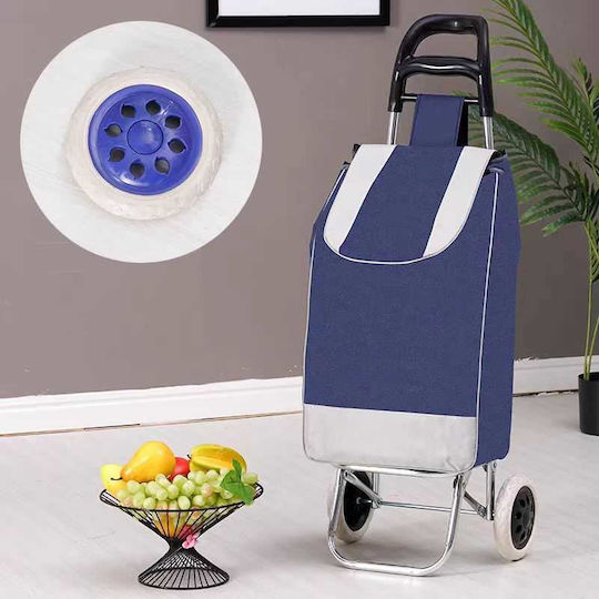 Stoff Einkaufswagen Klappbar Blau 34x21x93cm
