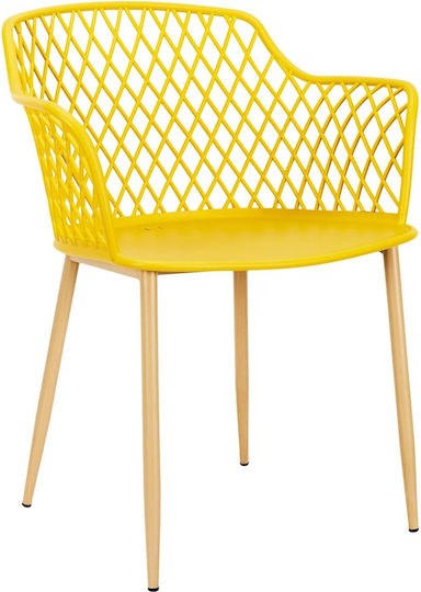 Scaun de exterior Plastic Malaga Galben 54.1x62.2x80cm