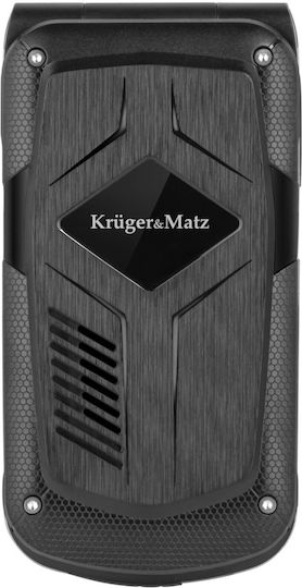 Kruger & Matz IRON 5 Flip Dual SIM Мобилен Телефон с Големи Бутони Черен