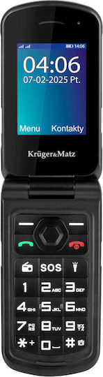 Kruger & Matz IRON 5 Flip Dual SIM Мобилен Телефон с Големи Бутони Черен