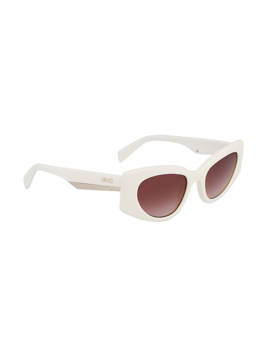 Liu Jo Damen Sonnenbrille mit Weiß Kunststoff Gestell und Rosa Verlaufsfarbe Linse LJ792S-101