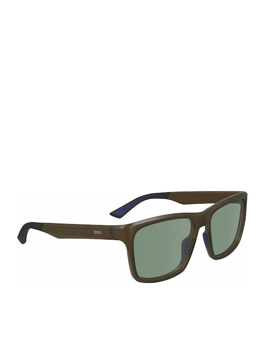 Zeiss Men's Sunglasses with Brown Plastic Frame and Green Lens S0390362