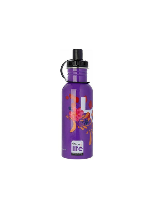 Ecolife Love Standard Παγούρι Ανοξείδωτο 600ml Μωβ