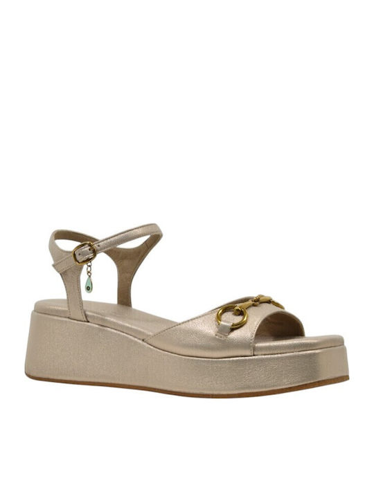 Women's Leather Platform Shoes Gold