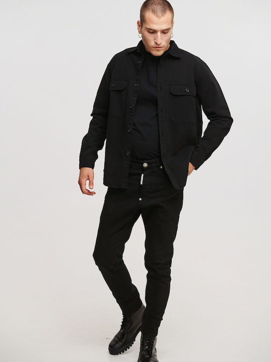 Men's Jeans Pants Elastic with Slim Tapered Fit Black