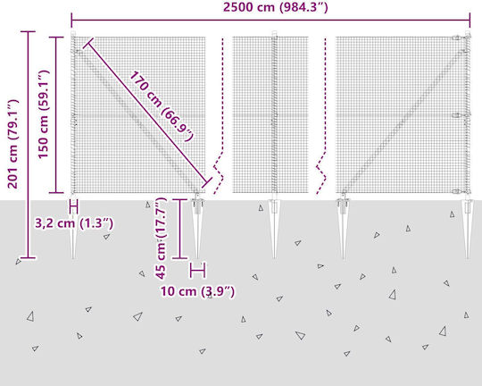 vidaXL vidaXL Verzinkter Stacheldraht Drahtzaun Set Silber 1,5x25m
