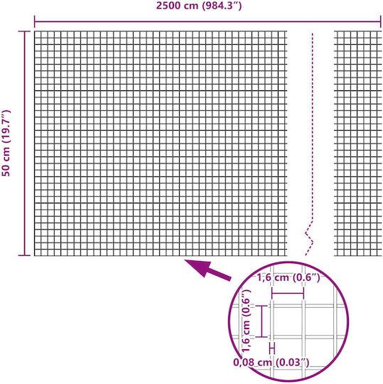 vidaXL Συρματόπλεγμα Γαλβανιζέ Σετ Γκρι 0.5x25m