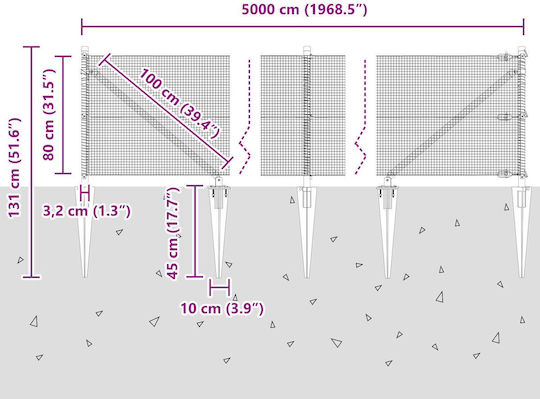 vidaXL Drahtgeflecht mit PVC-Beschichtung Elektrische Gitarren Grün 0.8x50m