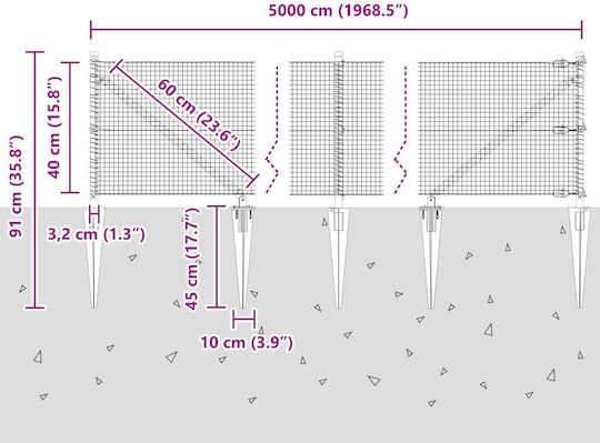 vidaXL Plasă de sârmă Gri 0.4x50m