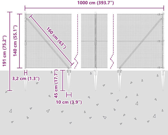 vidaXL Ситова мрежа с Покритие с PVC Подредба Сив 1.4x10м