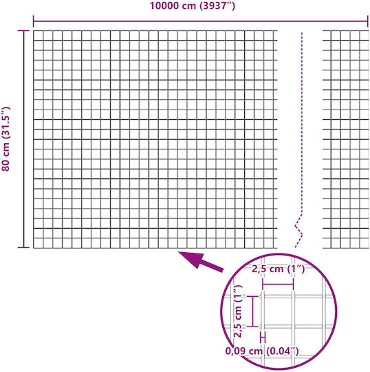 vidaXL Συρματόπλεγμα Σετ Γκρι 0.8x100m