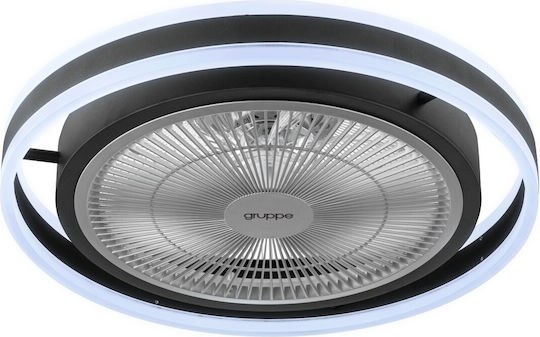 Gruppe RX3310 Πλαφονιέρα 50cm με Φως Μαύρη